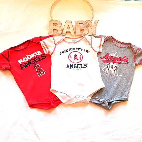 Team Athletics One Pieces Los Angeles Angels Baseball Baby Onesies